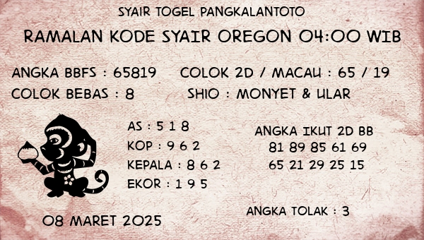 Prediksi Oregon 04:00 WIB