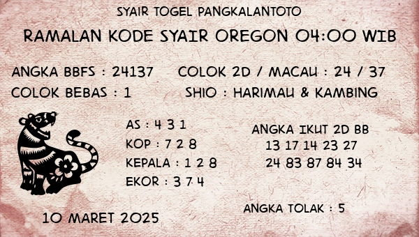 Prediksi Oregon 04:00 WIB
