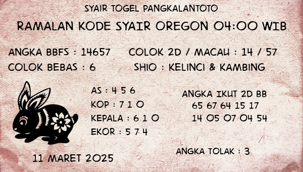 Prediksi Oregon 04:00 WIB