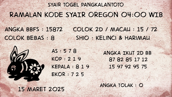 Prediksi Oregon 04:00 WIB