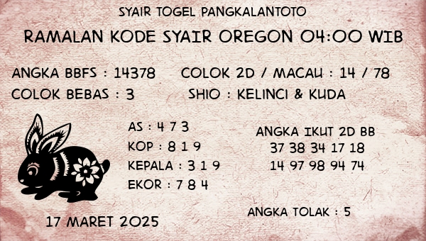 Prediksi Oregon 04:00 WIB
