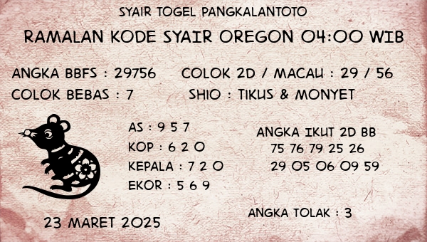Prediksi Oregon 04:00 WIB